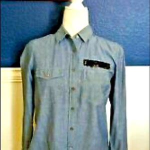 Jcrew chambray long sleeve button with black sequins. Excellent condition.Sz 4